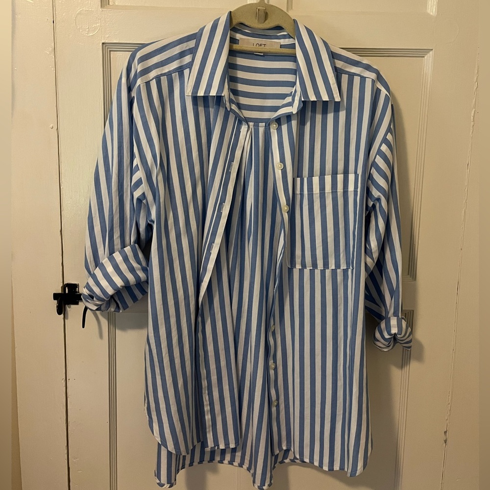 LOFT Striped Oversized Shirt